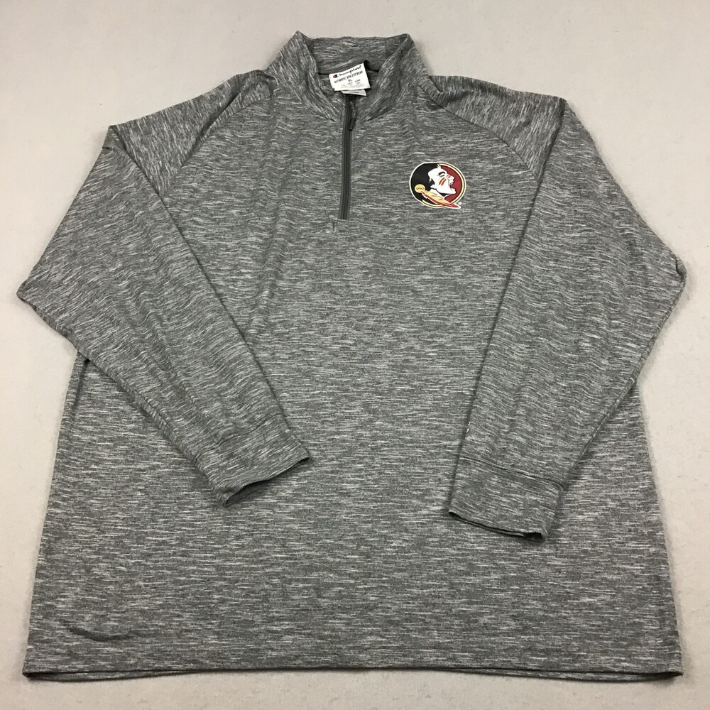 Florida State Seminoles Shirt Men Extra Large Gray Champion 1/4 Zip NCAA XL
